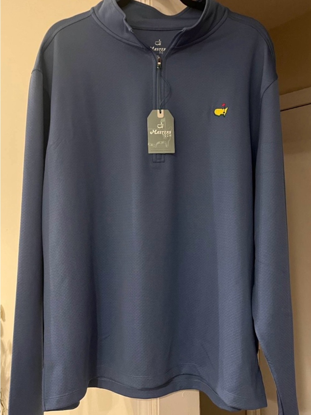 Masters Slate Blue Quarter-Zip Performance Pullover with Gold Tag